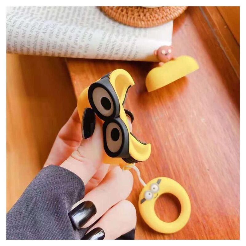 Opened Airpods 1/2 Minion with Teddy Case with Keychain