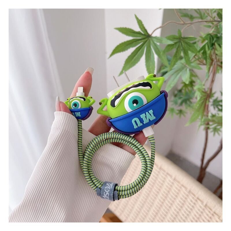 in Hand Silicone Case for iPhone Charger (Green Monster Design)